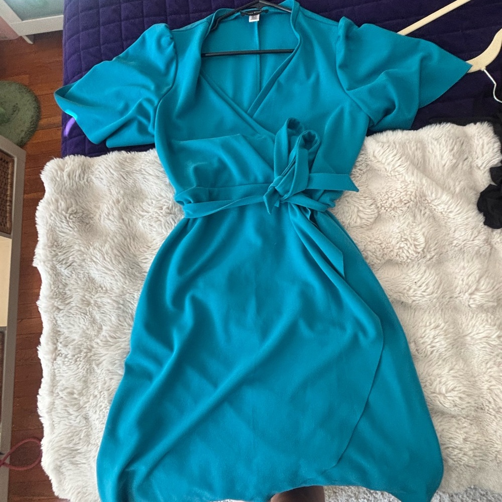 Donna Morgan Teal Wrap Dress
